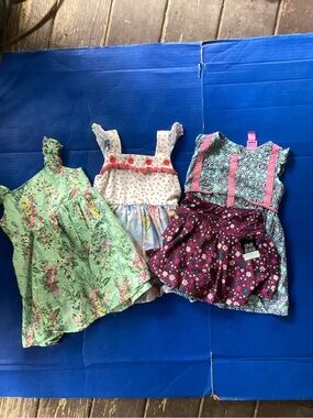 Bundle of 4 Floral Mix Summer Dress Bundle in Green, White, Aqua, size 2T